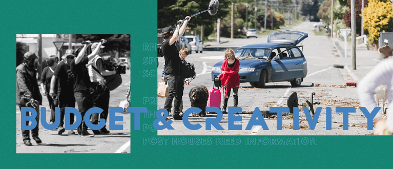 Crew film two children and a dog on a street